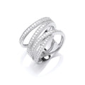 Silver Micro-Pave Multi Band Cz Ring