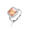 Silver Champagne Centre Cz Ring