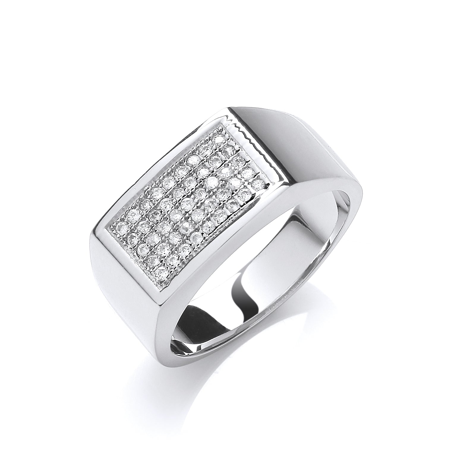 Silver Micro-Pave Cz Gents Ring