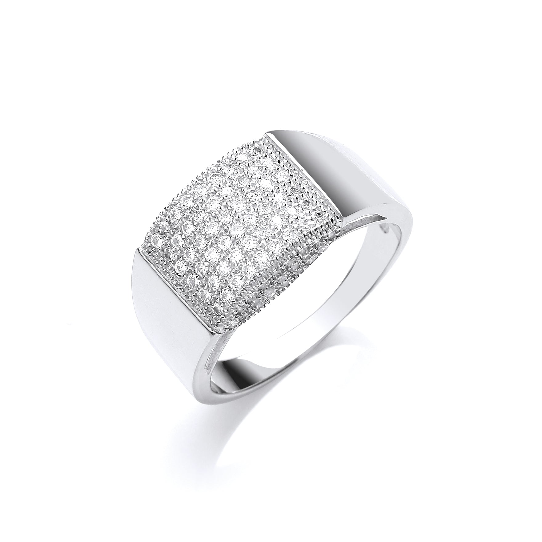 Silver Micro-Pave Cz Gents Ring