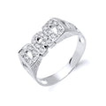 Silver Dad Cz ID Side Ring