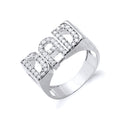 Silver Dad Cz ID Side Ring