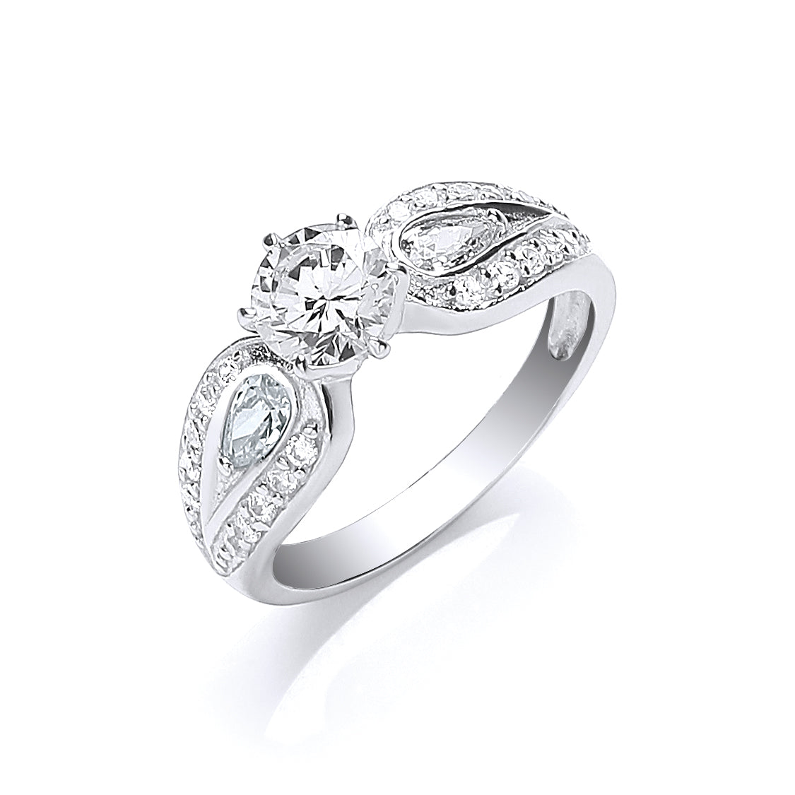 Silver S/S with Cz on Shoulders Ring