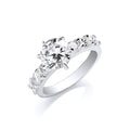 Silver Fancy Round Brilliant Centre Cz Ring