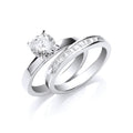 Silver Bridal Solitaire & P/C CZs Set Rings