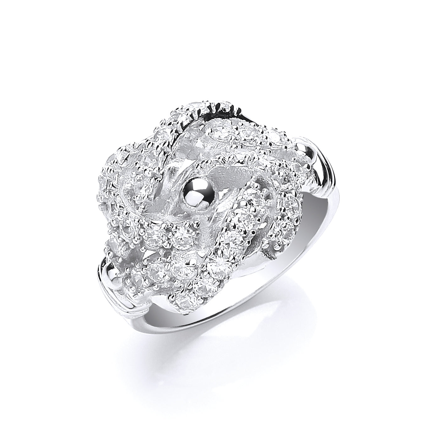 Silver Cz Knot Gents Ring