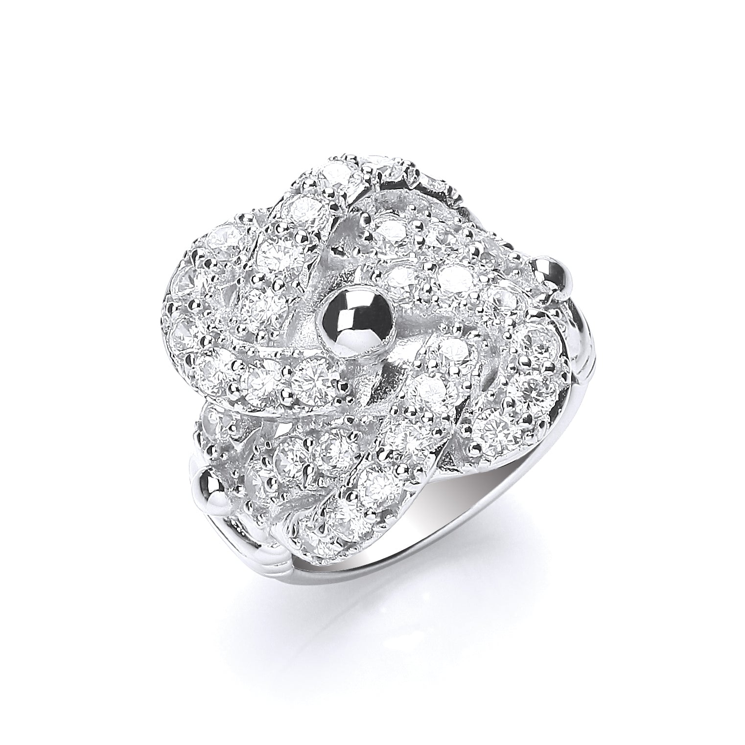 Silver Cz Knot Gents Ring