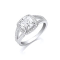 Silver Square Cz Split Shank Ring