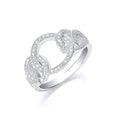 Silver Interlink Cz Ring