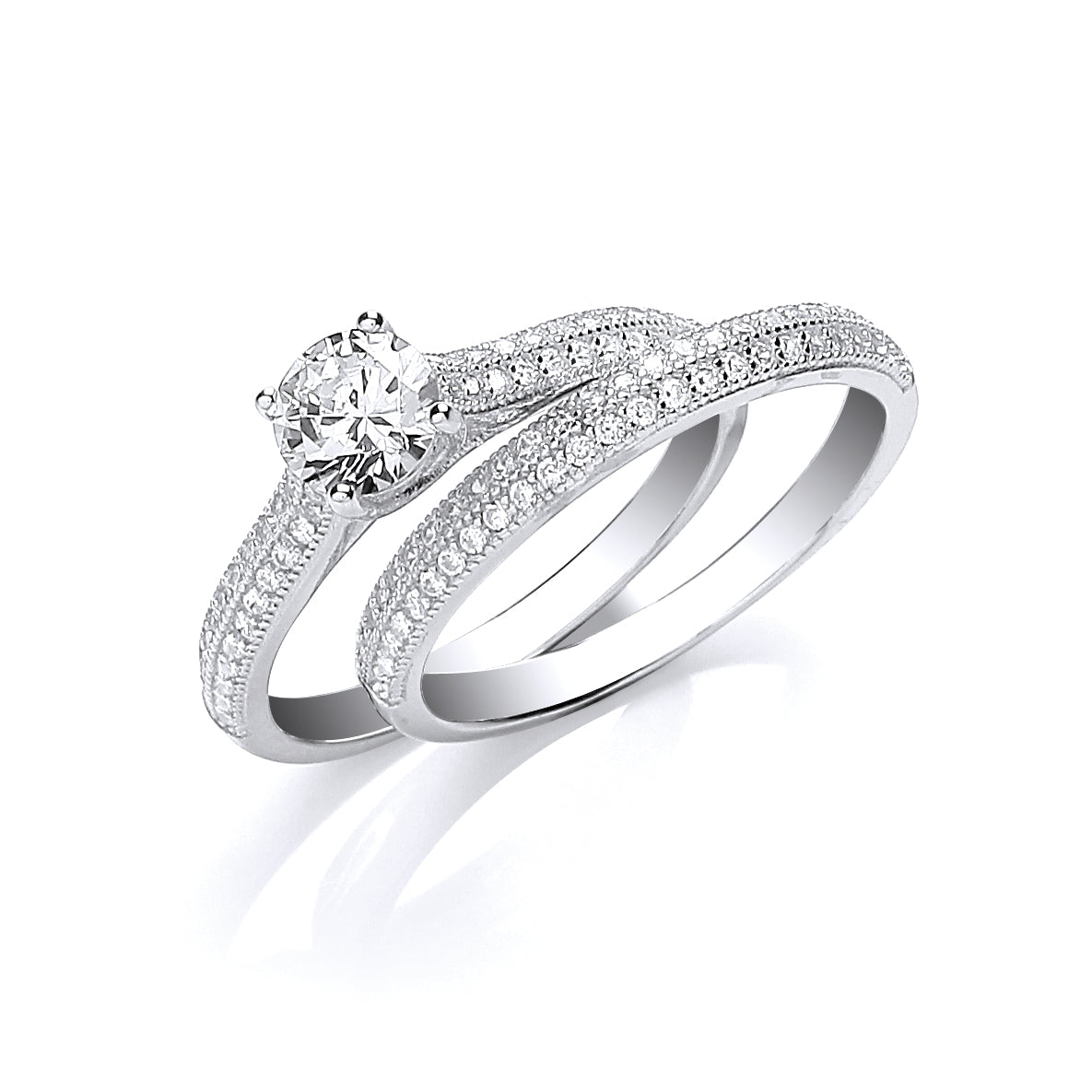 Silver Bridal Half ET with Cz in the Centre Rings