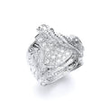 Silver Gents Cz Saddle Ring