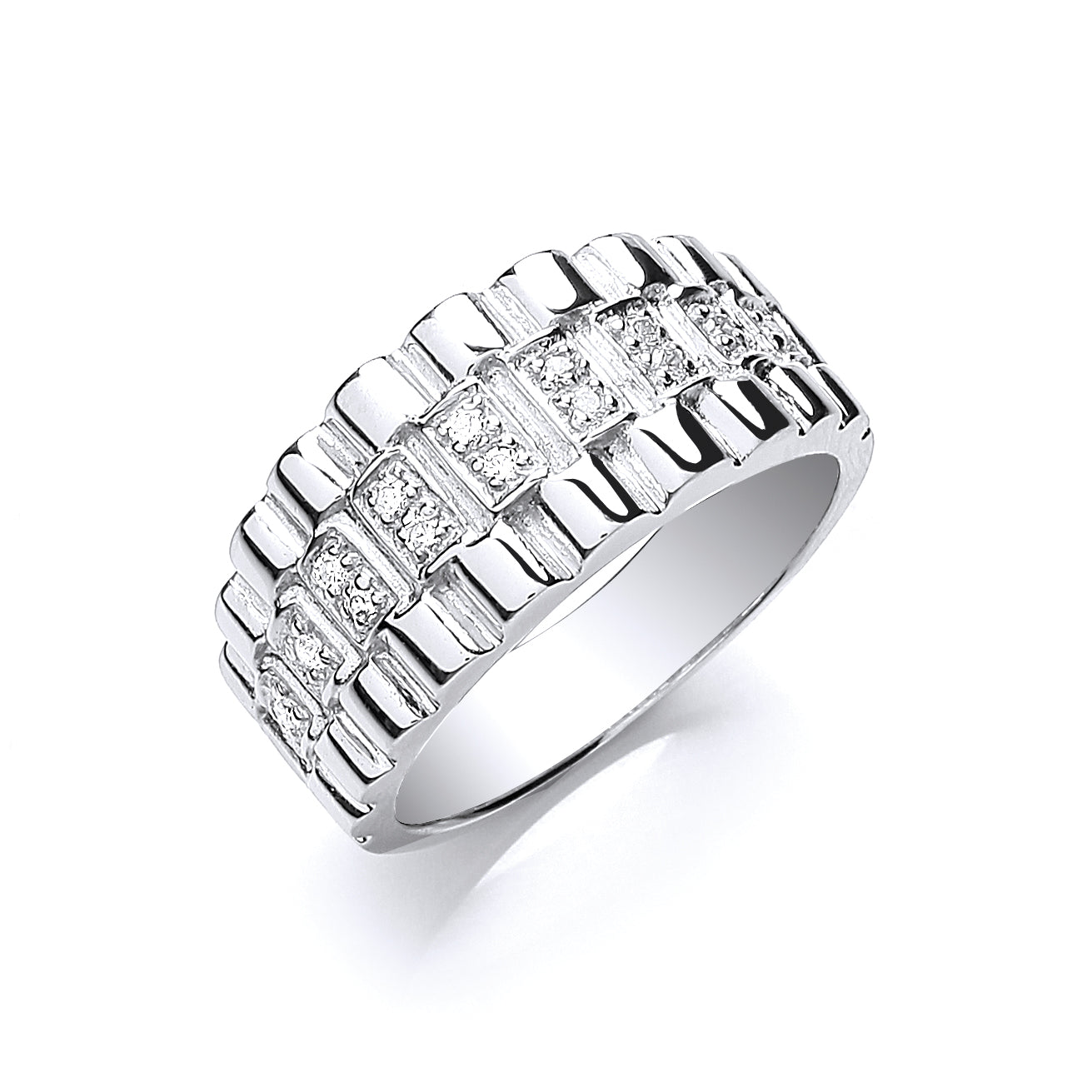Silver Gents Cz Ring