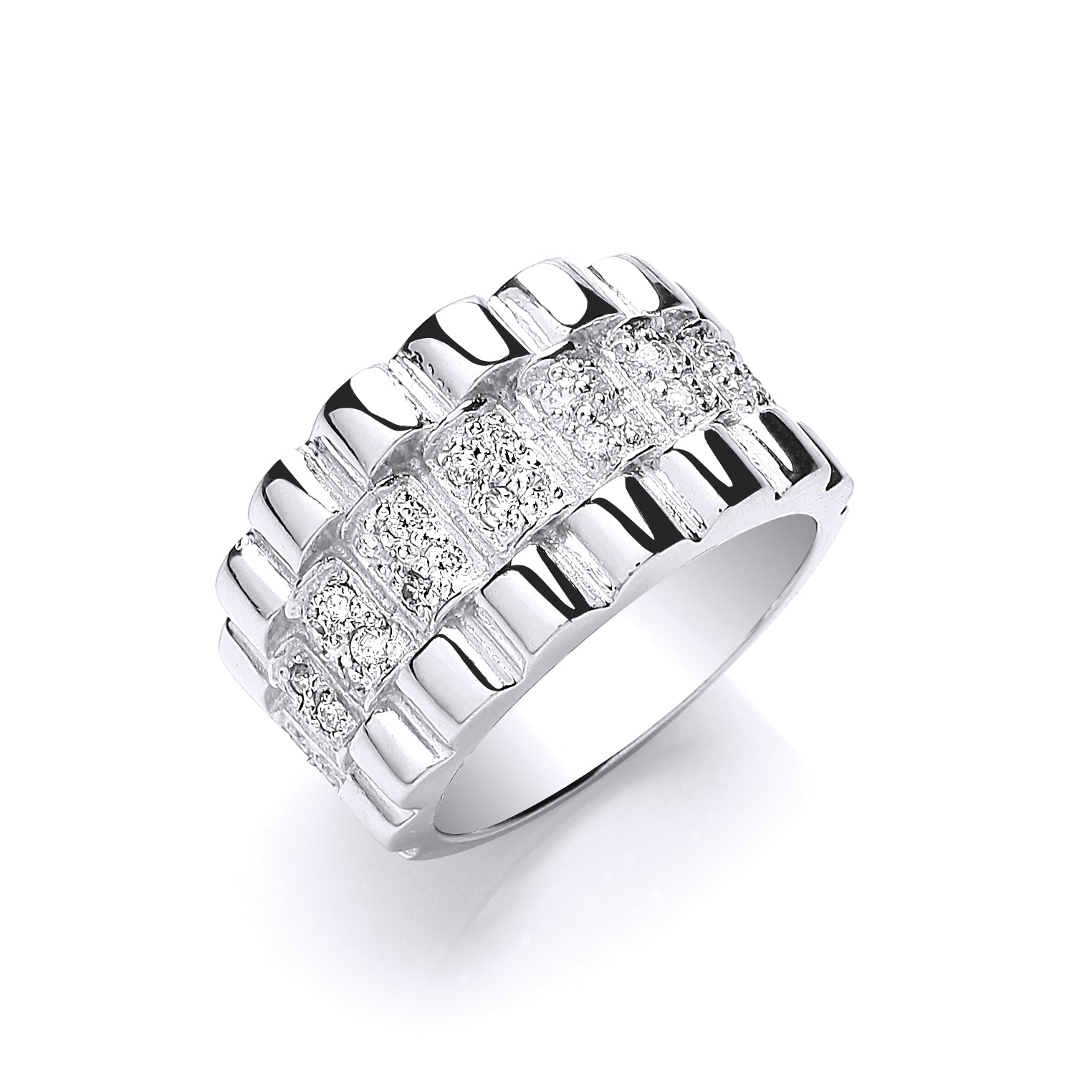 Silver Gents Cz Ring
