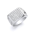 Silver Gents Square Top Cz Ring