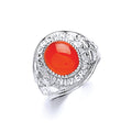 Silver Gents Red Stone College Ring
