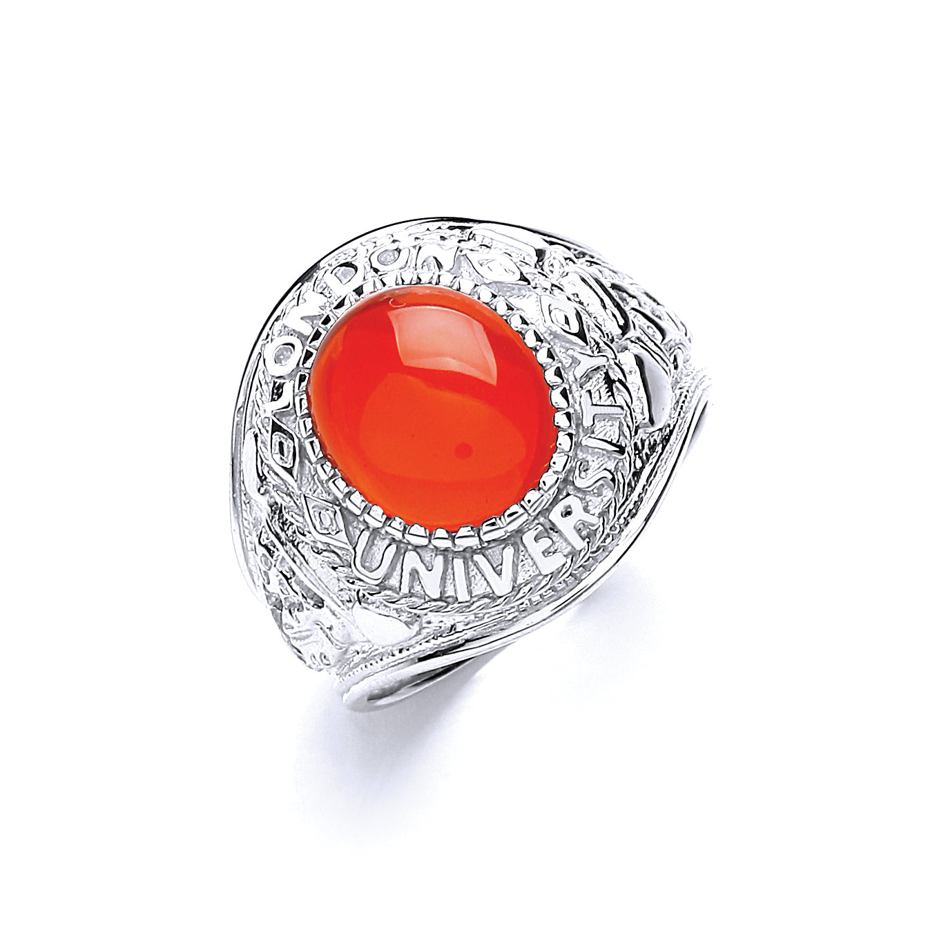Silver Gents Red Stone College Ring