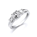 Silver Trilogy Rd. Brilliant with Baguettes on Shoulder Ring