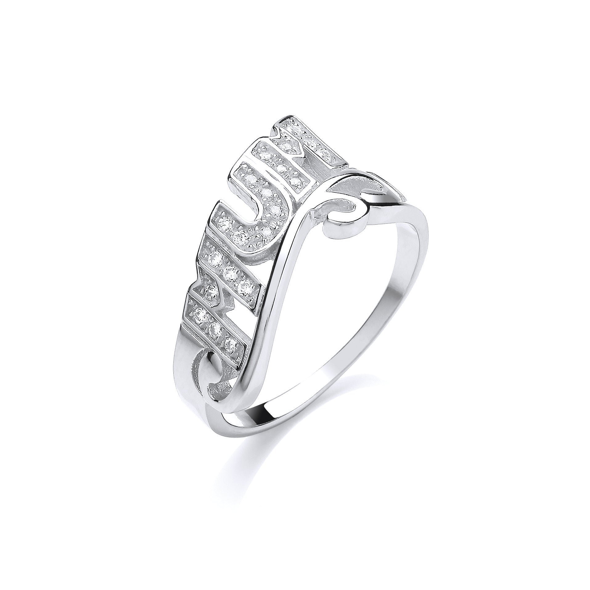 Silver Mum Cz Ring