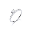 Silver Solitare With Cz Shoulder Ring