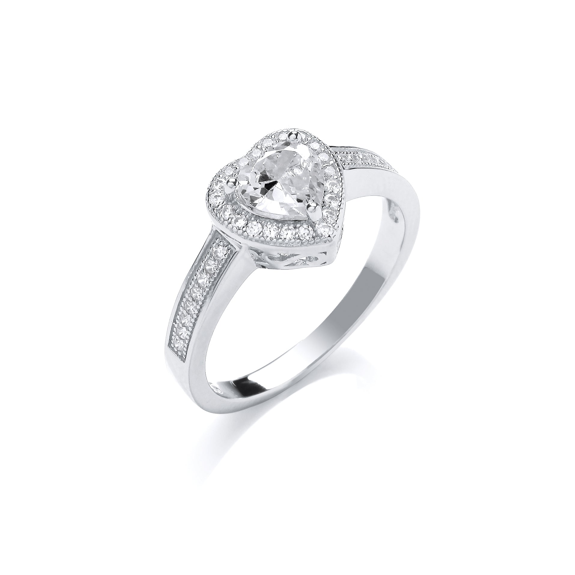 Silver Cz Heart Ring