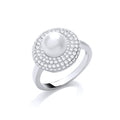 Silver Cz & Simulated Pearl Ring