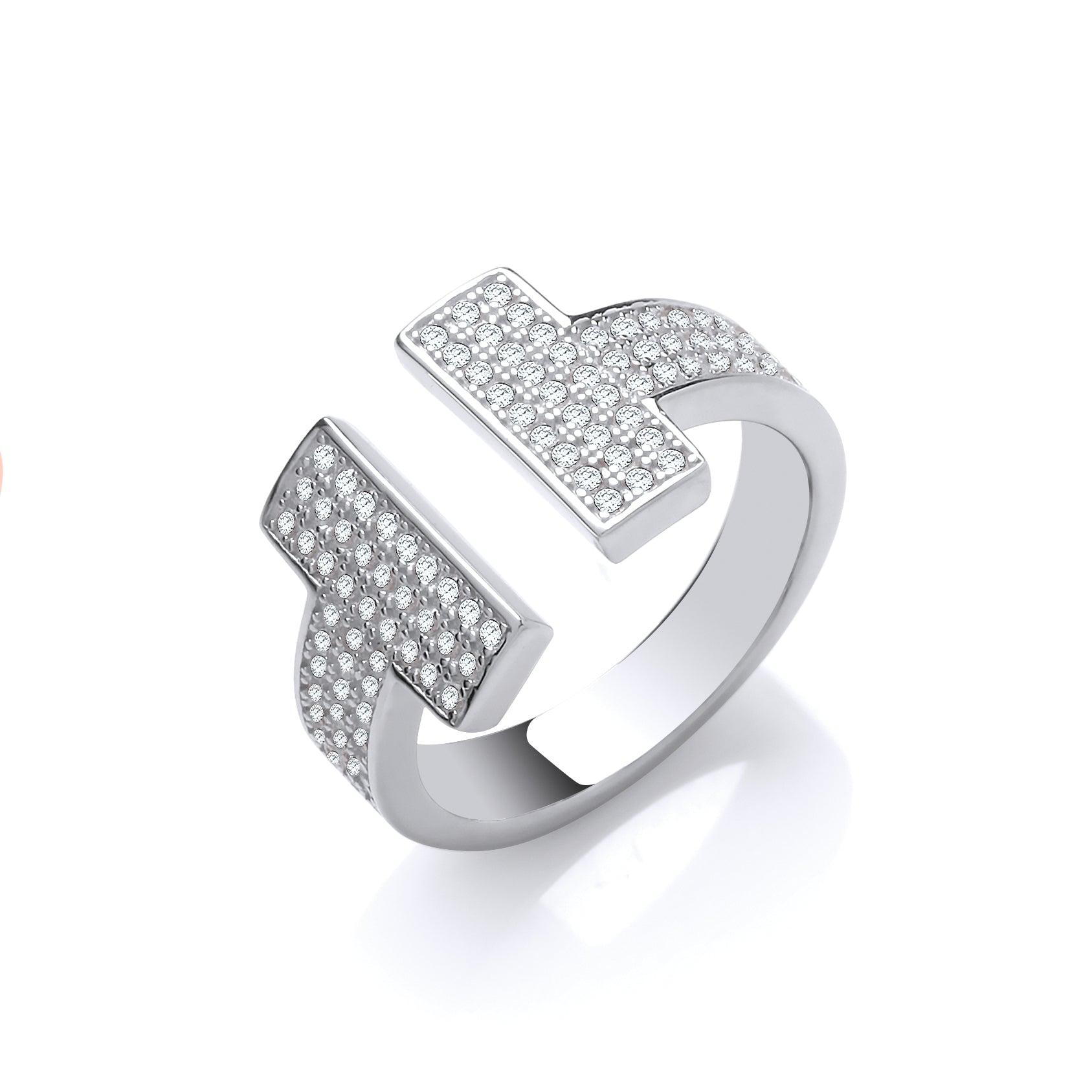 Silver T-Bar Cz Ring