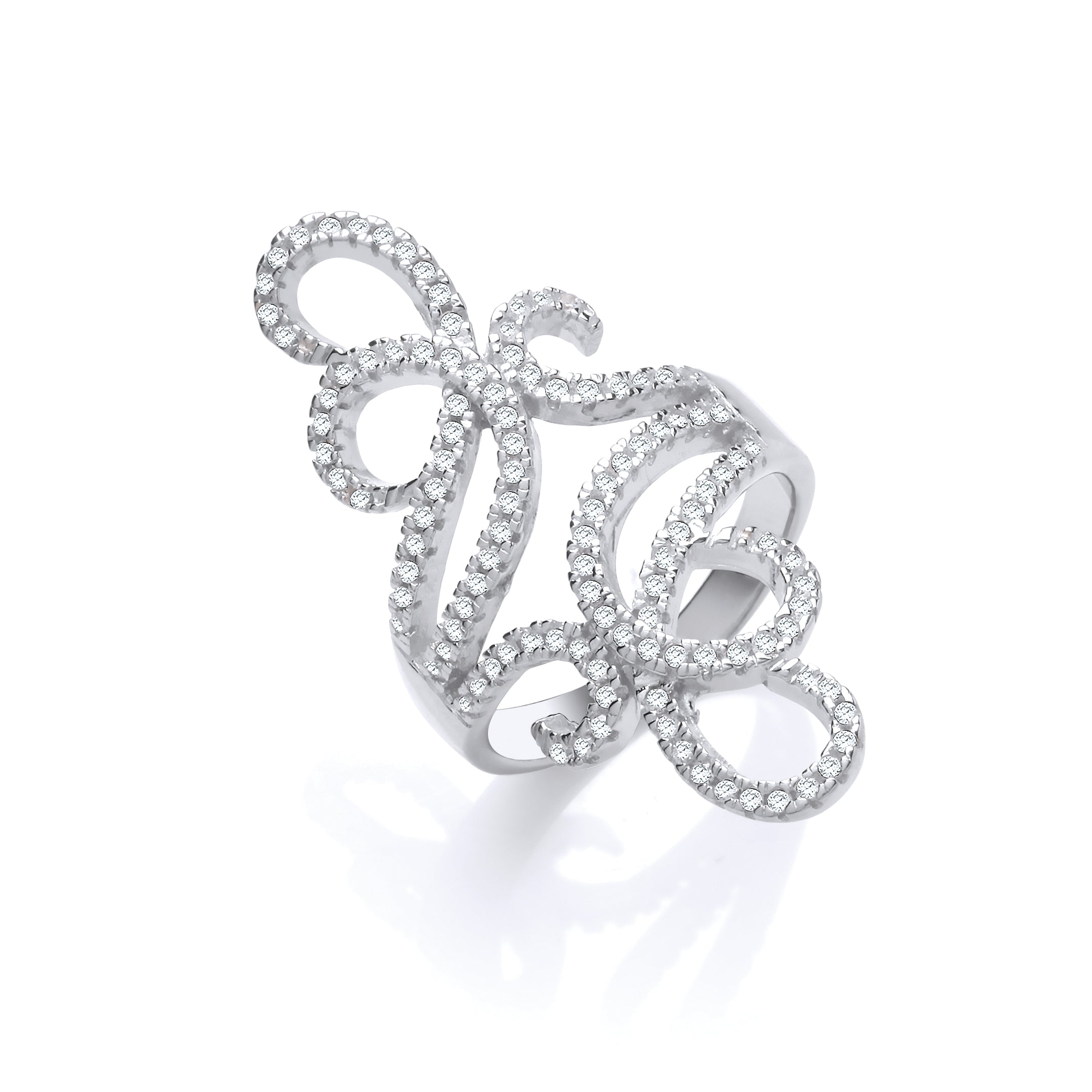 Silver Fancy Cz Long Top Ring