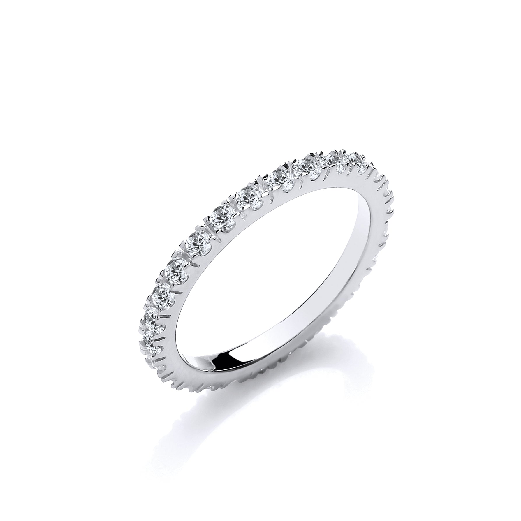 Silver Round Cz Full ET Single Row Ring