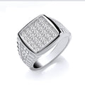 Silver Gents Square Top Cz Ring
