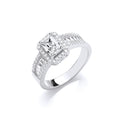 Silver Half ET, Emerald Centre CZ Ring