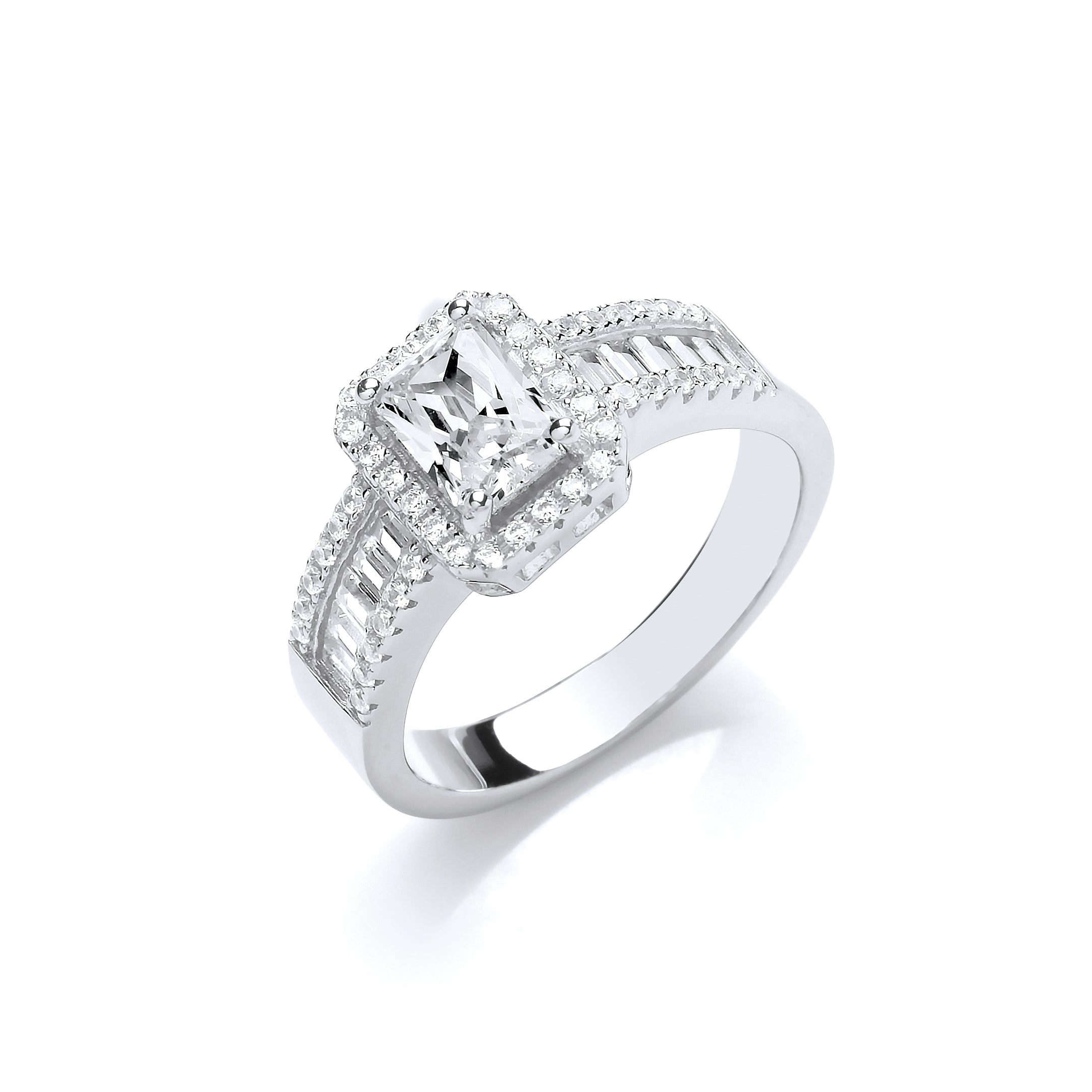 Silver Half ET, Emerald Centre CZ Ring