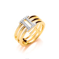 Silver with 14ct YG Plated CZ Three Band Ring