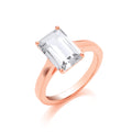 Silver RG Plated Emerald Cut Solitaire Ring