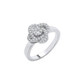 Silver Rose Flower Cz Ring