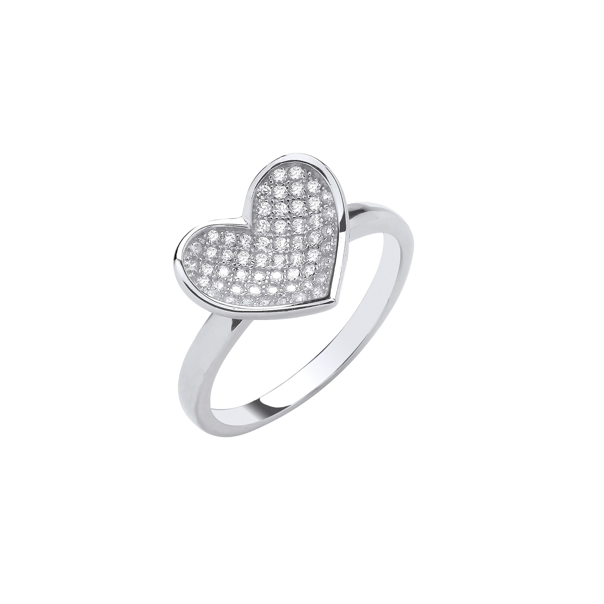 Silver CZ Heart Ring