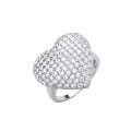 Silver Large CZ Heart Ring