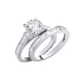 Silver Round & Baguette 8mm Centre CZ Bridal Set Rings