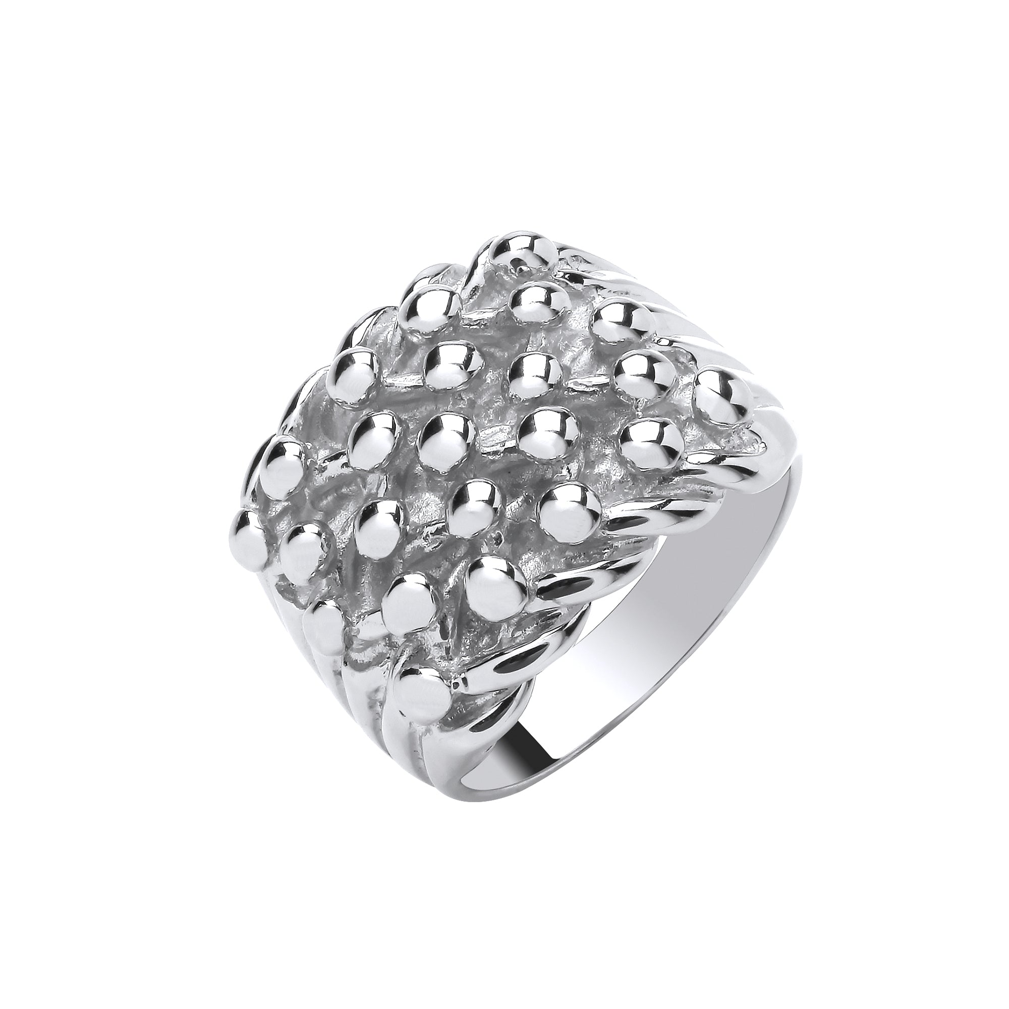 Silver 5 Row Keeper, Woven Back Ring