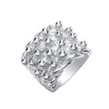 Silver 4 Row Keeper, Woven Back Large Ring