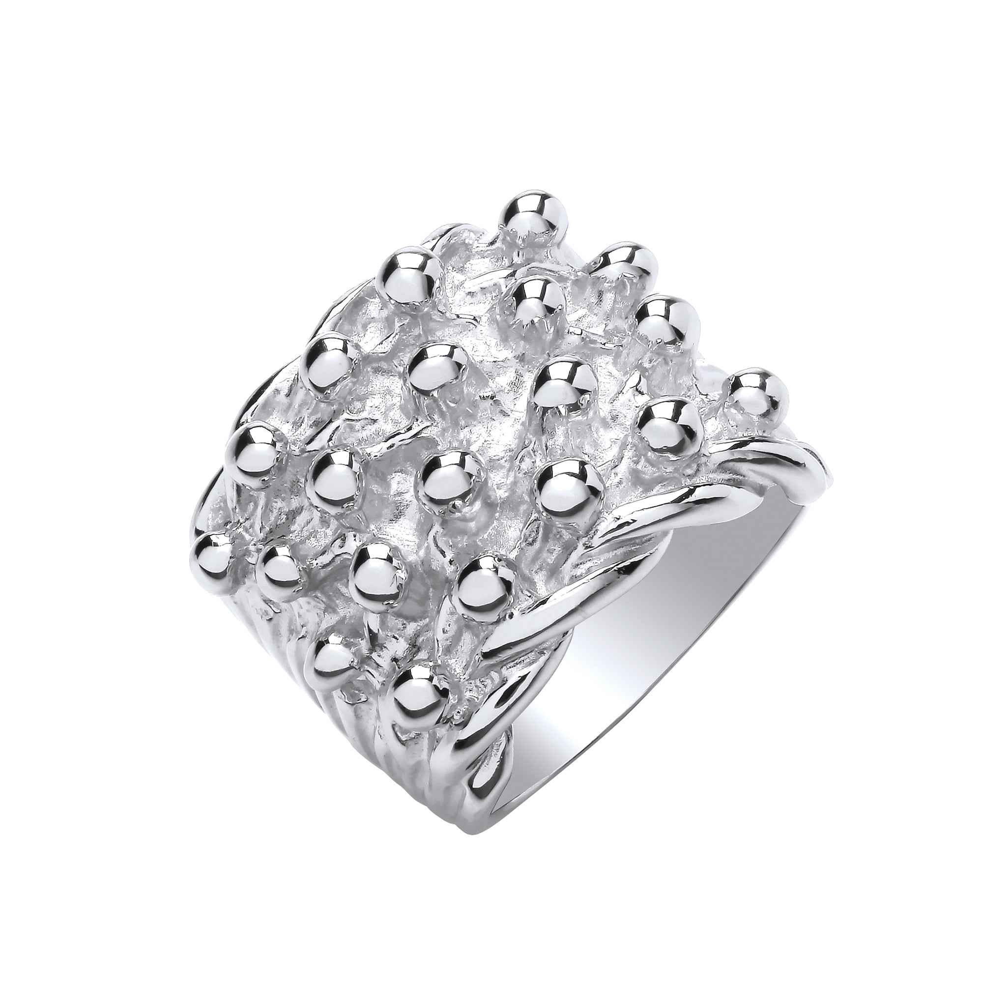 Silver 4 Row Keeper, Woven Back Large Ring
