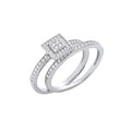 Silver Bridal Set Round CZs Half ET Rings
