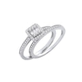 Silver Bridal Set Baguettes Centre & Round CZs Half ET Rings