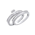 Silver Bridal Set Baguette CZs Half ET Rings