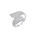 Silver Cross Over Leaf Style CZs Rings