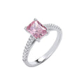 Silver Emerald Pink CZ Solitaire Ring