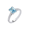Silver Emerald Blue CZ Solitaire Ring