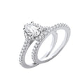 Silver Bridal Set Oval Cz Half ET Rings