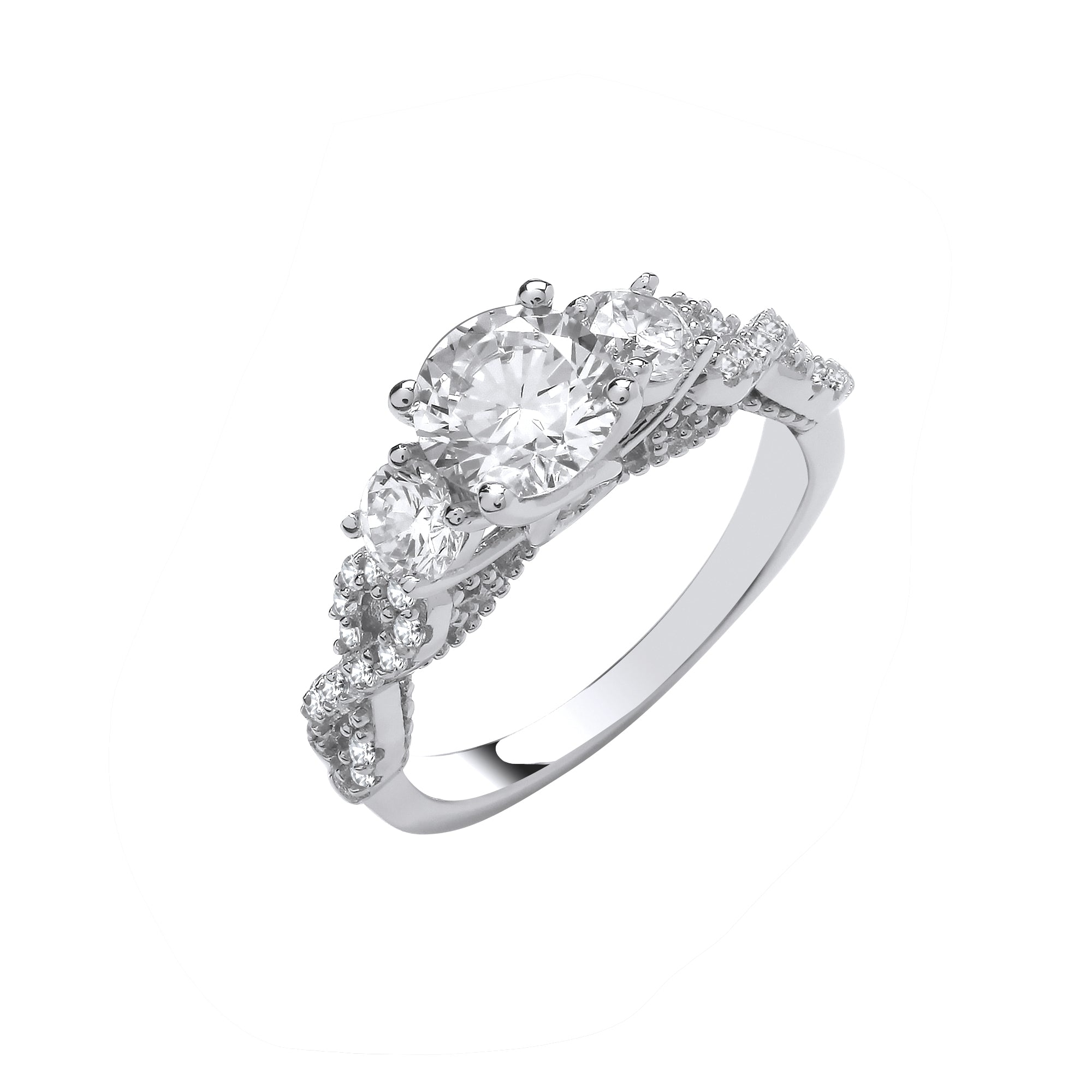 Silver High Setting Trilogy with Infinity Sides Ring