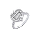 Silver Heart Halo Style Ring