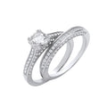 Silver Bridal Set S/S & Shoulder CZs Half ET Rings